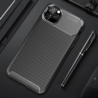 For Apple iPhone 13 Pro Fiber Rugged Case TPU Cover-Black