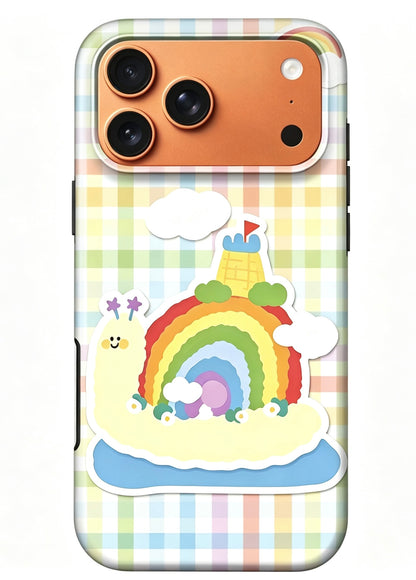 For iPhone 17 Pro Magsafe Case- Rainbow Snails Pattern Dual Layer Protection