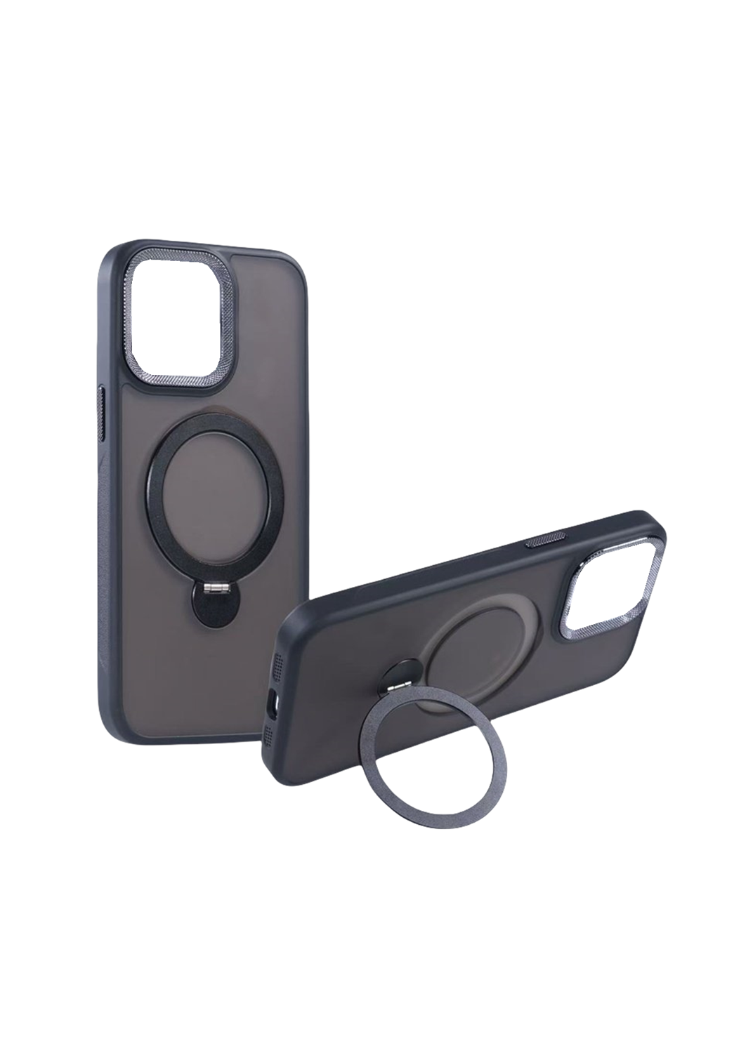 For iphone 15 Plus Magsafe Stand Ring Case-Black