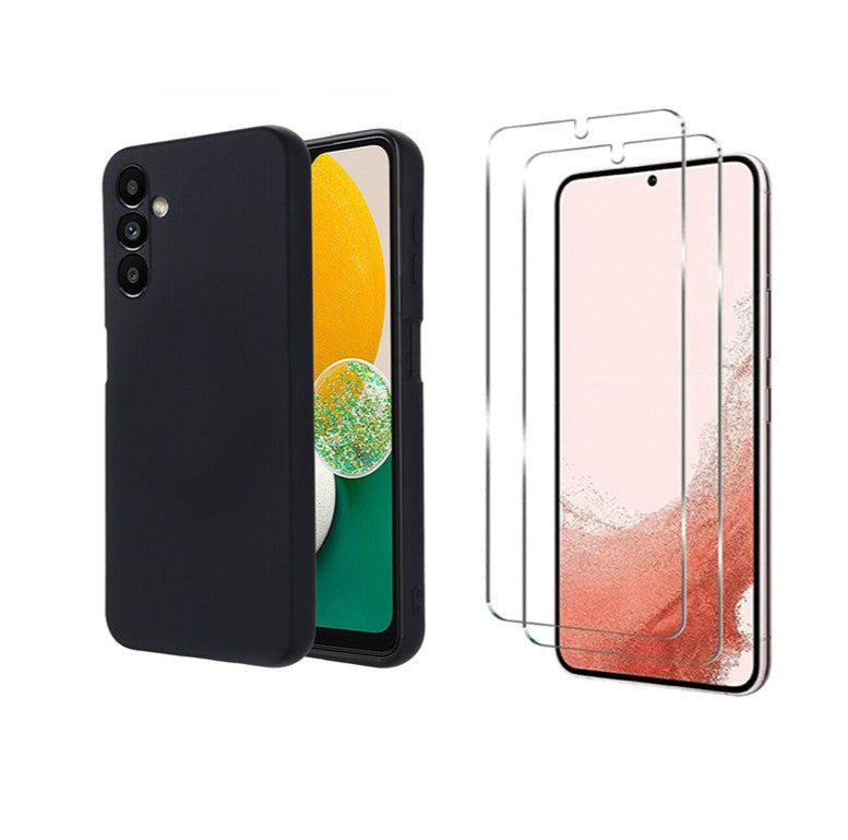 For Samsung Galaxy A16 5G Black Silicone Gel case + 2 x Screen Protectors