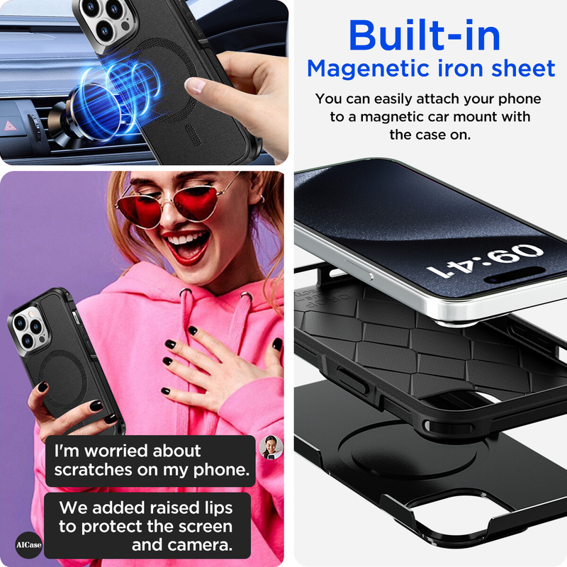 For iPhone 16 Plus MagSafe Case Heavy Duty Shockproof Rugged Cover