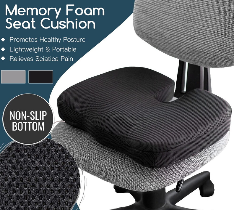 Seat Cushion Memory Foam Pad  For Chair-Black Colour