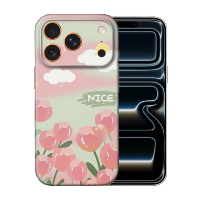For iPhone 17 Pro Max Slim Case with Camera Lens Protection, Tulip Pattern
