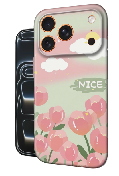 For iPhone 17 Pro Max Slim Case with Camera Lens Protection, Tulip Pattern