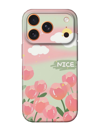 For iPhone 17 Pro Max Slim Case with Camera Lens Protection, Tulip Pattern