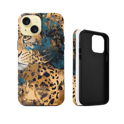 For iPhone 15 Dual layers Protective case,Leopard Print