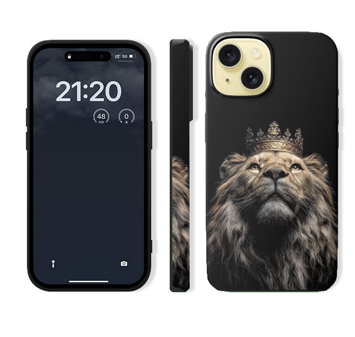 For iPhone 13 Dual layers Magsafe case,Lion Pattern