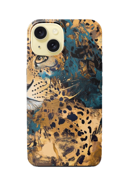 For iPhone 15 Dual layers Protective case,Leopard Print