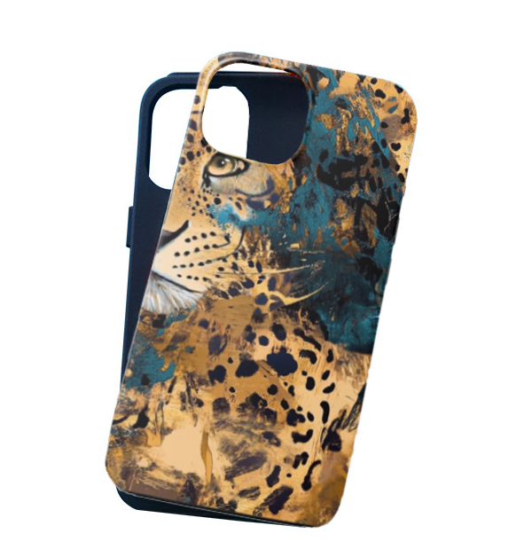 For iPhone 15 Dual layers Protective case,Leopard Print