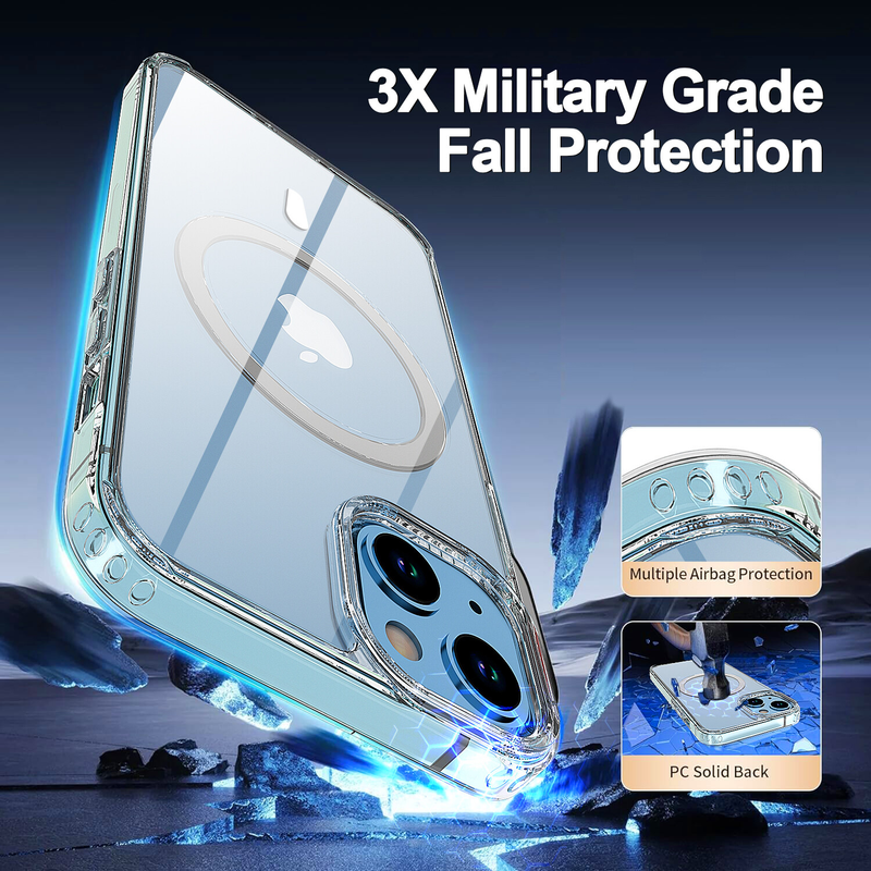 For iPhone 15 Clear Case MagSafe + 1x Screen Protector