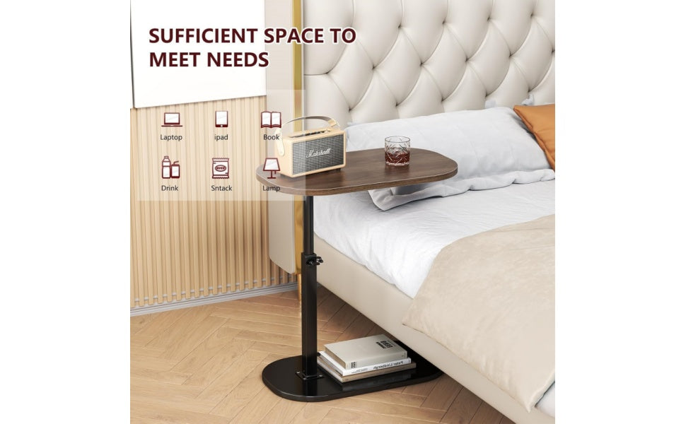 Small  Height Adjustable C Shaped End Table for Sofa and Bed