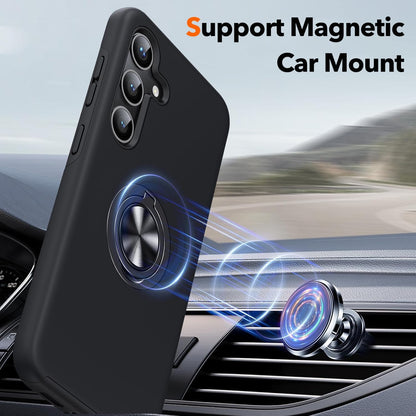 For Samsung Galaxy S23 FE Case with Ring Holder Black Case