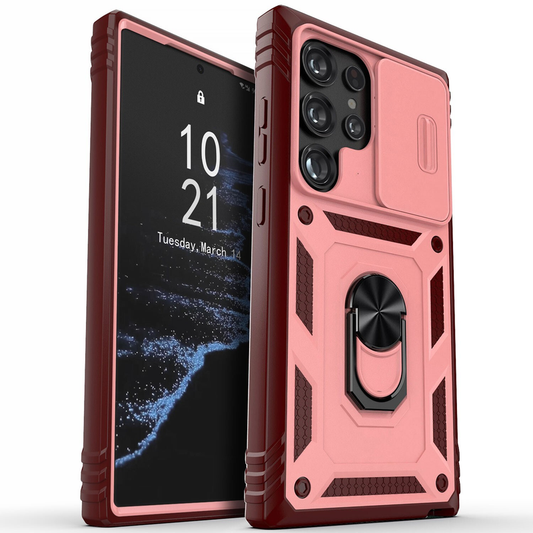 For Samsung Galaxy S23 Ultra Heavy Duty  Cover-Pink/Red