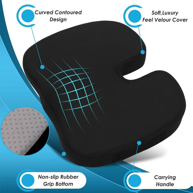 Seat Cushion Memory Foam Pad  For Chair-Black Colour