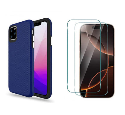 For iPhone 15 Plus Shockproof Rugged Blue Case + 2 Screen Protector