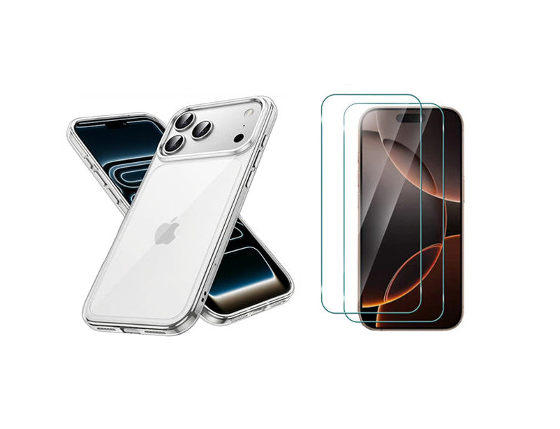 For iPhone 17 Pro clear Shockproof case +2 x Screen Protectors