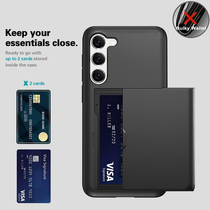 For Samsung Galaxy S23 FE Slide Card Holder Shockproof Case Black