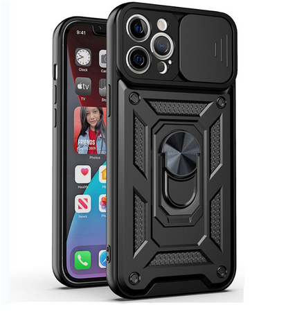 For Apple iPhone 16 Pro Max Shockproof Case with  Kickstand Cover,Black