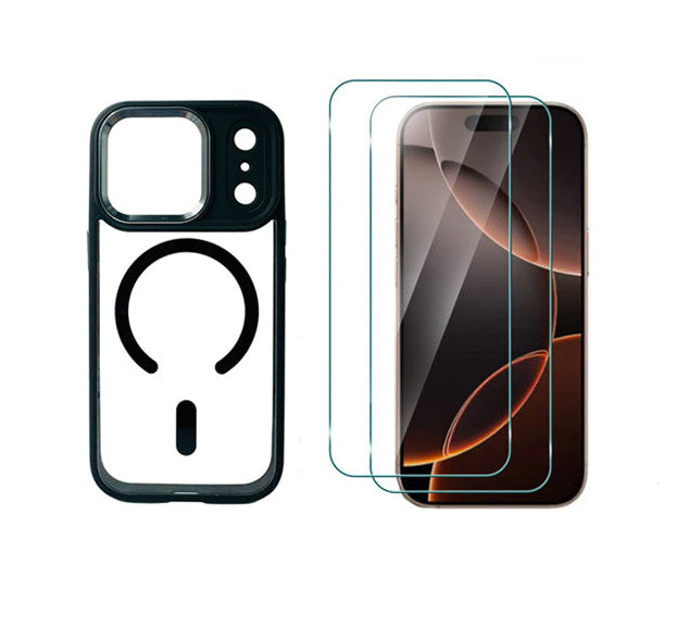 For iPhone 17 Pro Max Magsafe Black Case + 2 x Screen Protectors