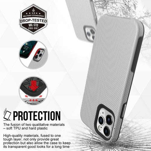 For iPhone 15 Pro Shockproof Case Rugged Silver Case