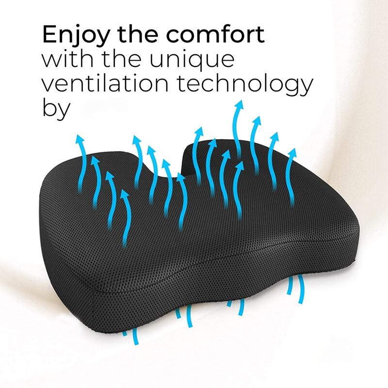 Seat Cushion Memory Foam Pad  For Chair-Black Colour
