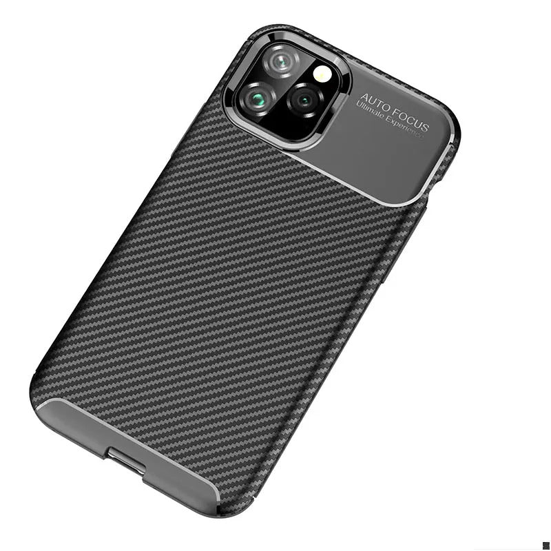 For Apple iPhone 13 Pro Fiber Rugged Case TPU Cover-Black