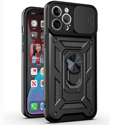 For Apple iPhone 16 Pro Max Shockproof Case with  Kickstand Cover,Black