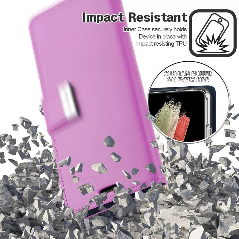 Dual layers wallet Cover For Samsung Galaxy S23 Plus,Purple