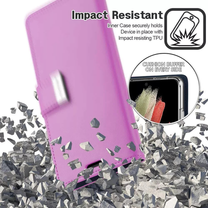Dual layers wallet Cover For Samsung Galaxy S23 Plus,Purple