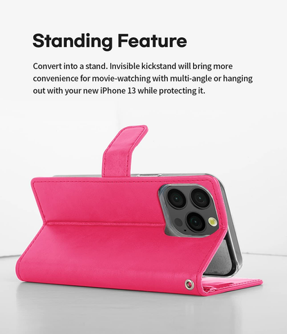 Flip Wallet Case for iPhone 15 Pro Max - Hot Pink