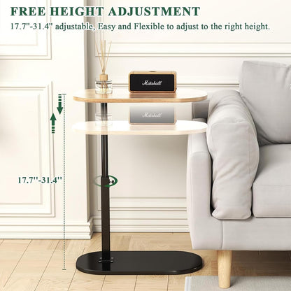 Small  Height Adjustable C Shaped End Table for Sofa and Bed