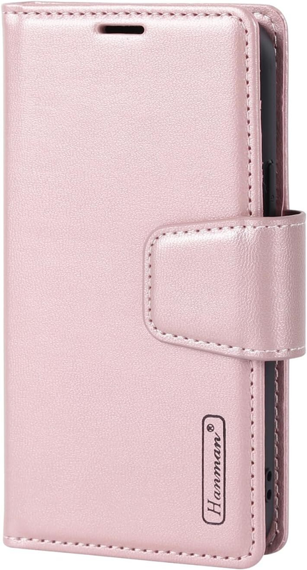 For iPhone 15 Pro  Magnetic Detachable Rose Gold Wallet Case