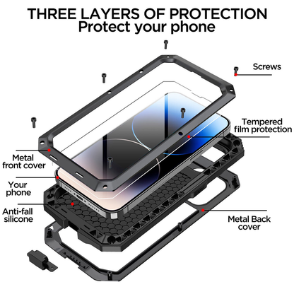 For iPhone 13 Pro Max Metal Case Shockproof Heavy Duty Cover