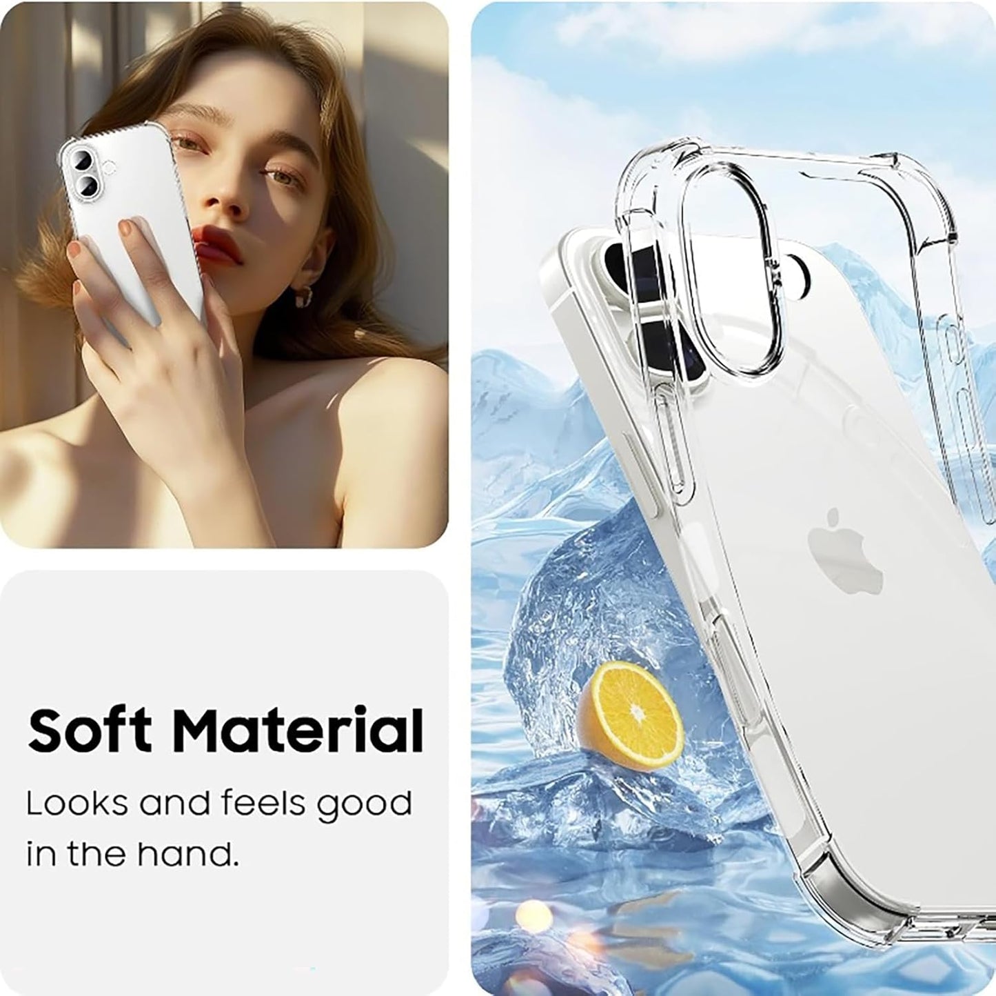 For iPhone 16 case  Crystal Clear Shockpoof with Reinforced Corners Slim Fit Soft TPU Bumper