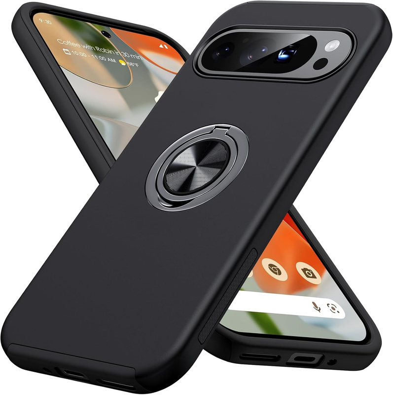 For Google Pixel 7a Shockproof Ring Magnetic Phone Case-Black