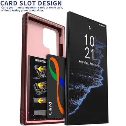 For Samsung Galaxy S22 Ultra Heavy Duty Case-Pink/Red
