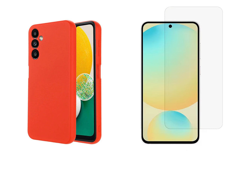 For Samsung Galaxy A36  Red Silicone Gel case + 2 x Screen Protectors