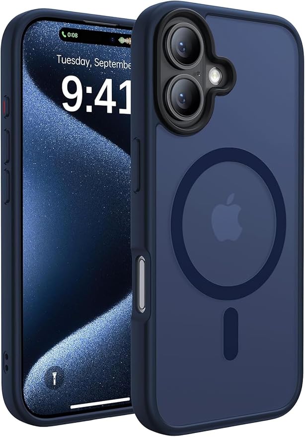 For iPhone 16 Case Matte Blue Phone Cover