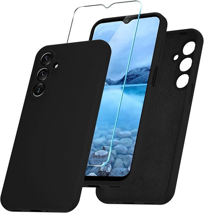 For Samsung Galaxy S21 Plus Silicone Black case with 1 Screen Protector