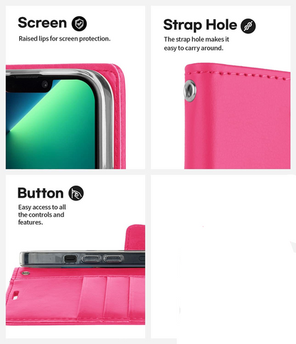 For iPhone 17 Pro Max Hot Pink Wallet Case