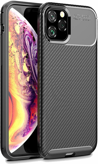 For Apple iPhone 13 Pro Fiber Rugged Case TPU Cover-Black