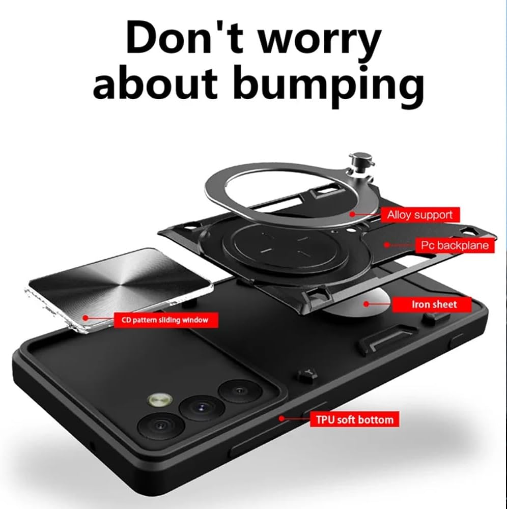Shockproof case with Camera Slide Window Cover For Samsung Galaxy A15