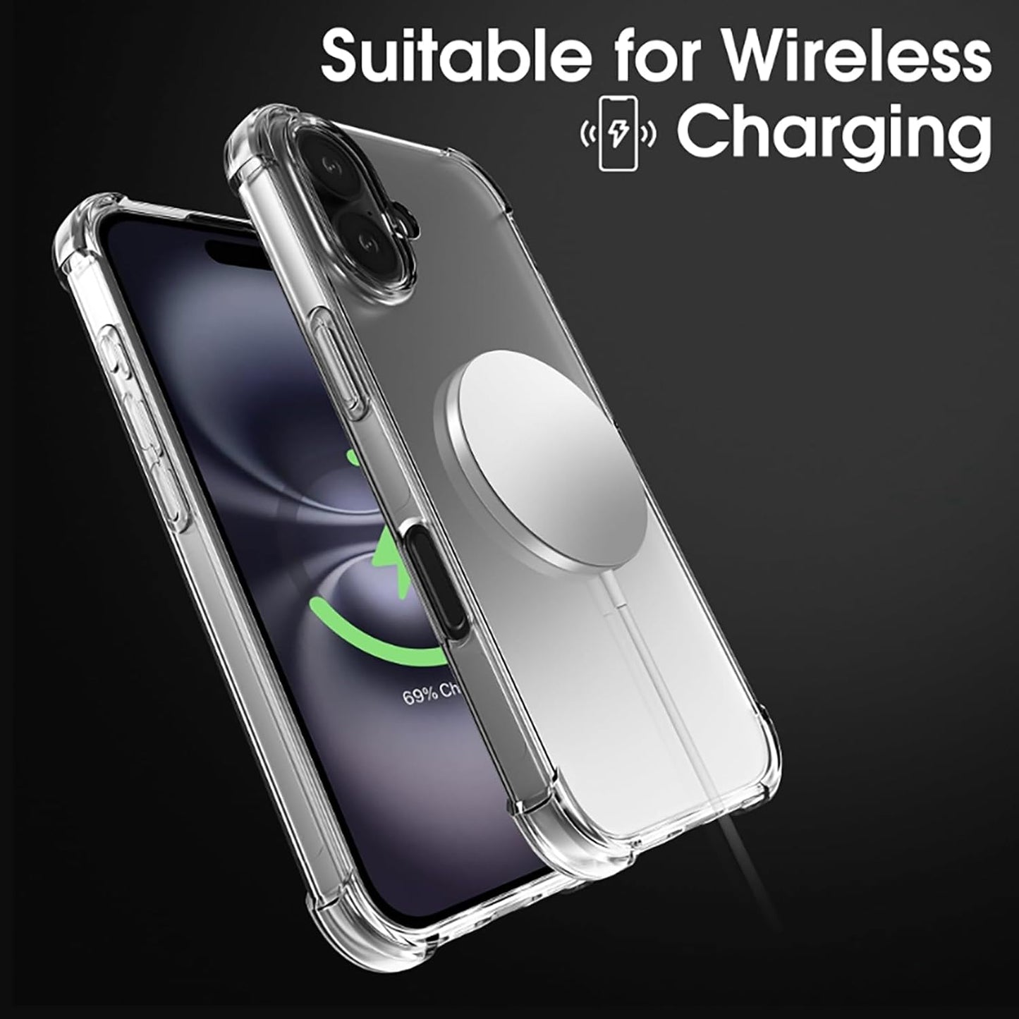 For iPhone 16 case  Crystal Clear Shockpoof with Reinforced Corners Slim Fit Soft TPU Bumper