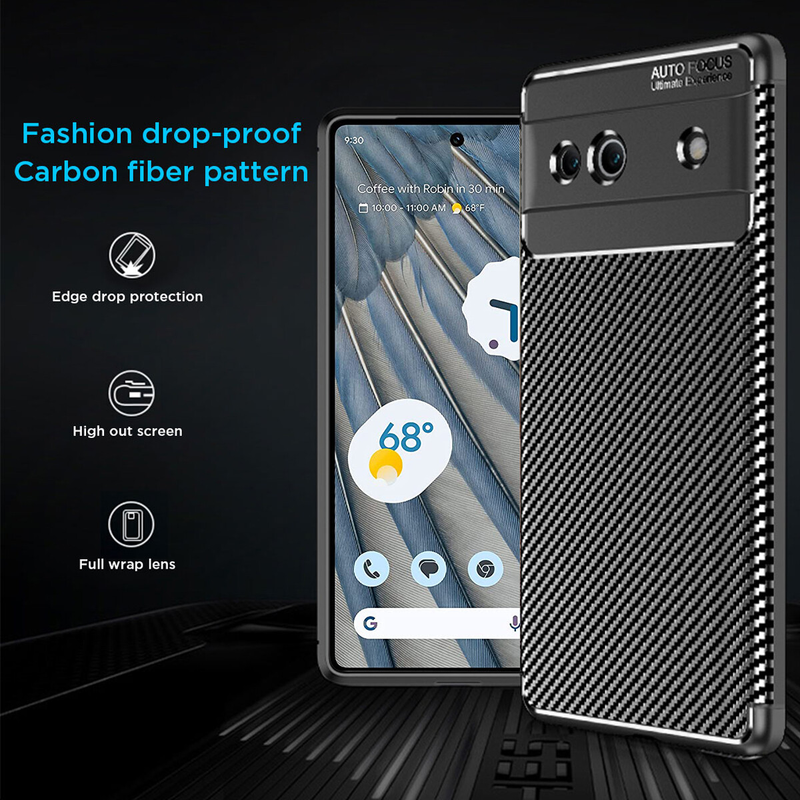 For Google Pixel 7a Case Heavy Duty Shockproof Carbon Fiber Cover