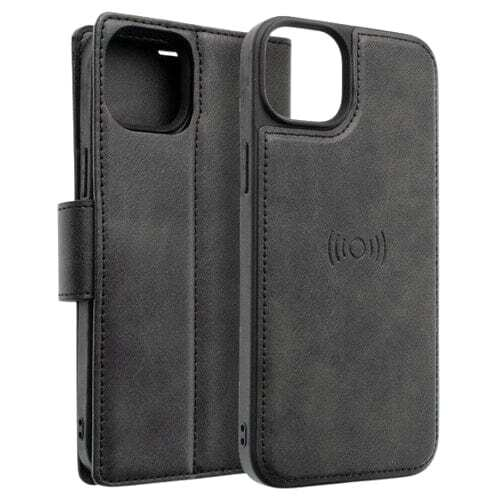 For iPhone 16 Plus Magnetic Detachable Black Wallet Case