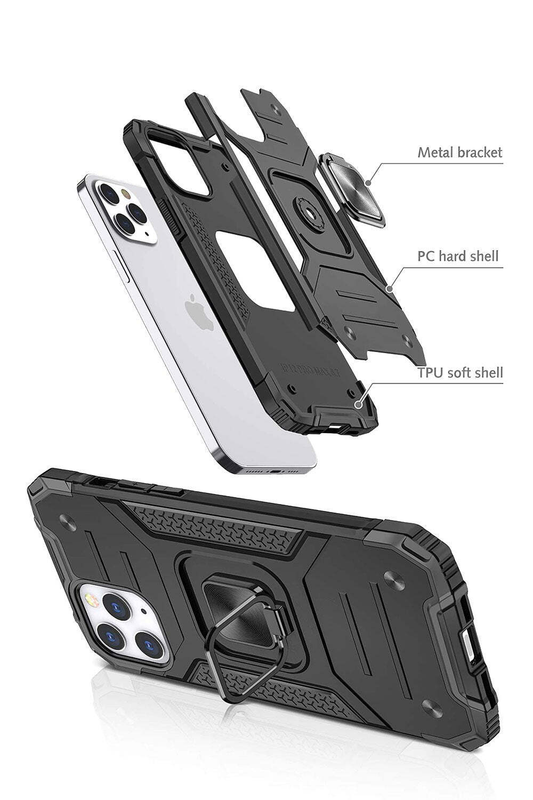 For iPhone 16 Pro Max Black Magnetic Protective case