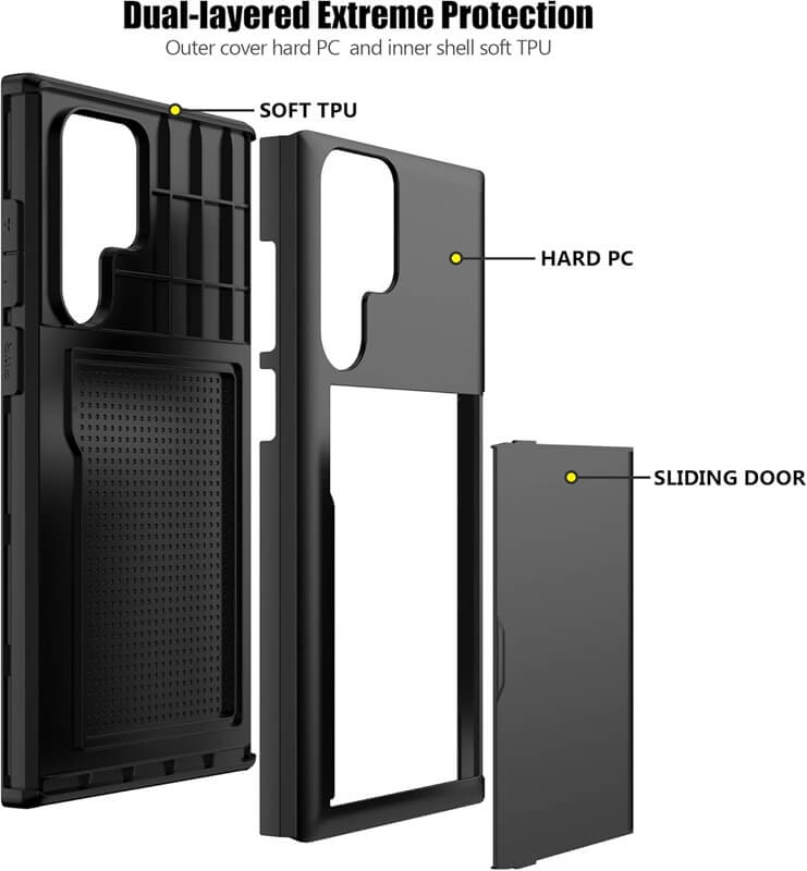 For Samsung Galaxy S24 Ultra Slide Card Holder Shockproof Case