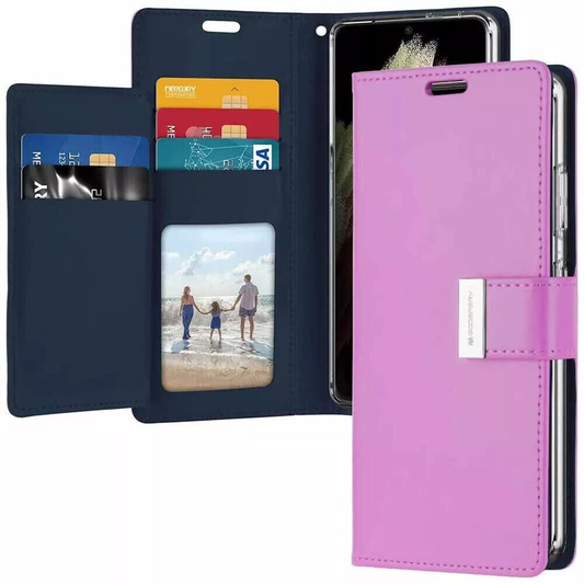 Dual layers wallet Cover For Samsung Galaxy S23 Plus,Purple