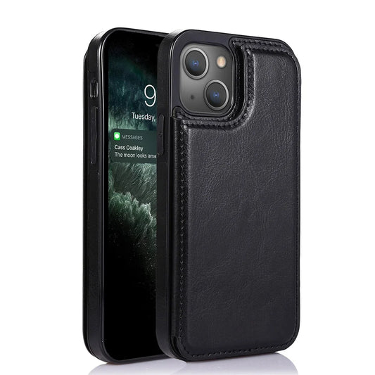 For iPhone 13 Back Wallet Case with Card holder Black