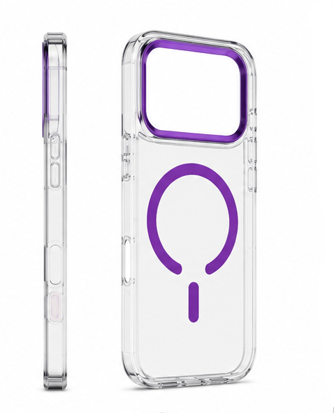 For iPhone 17 Pro Max MagSafe Case – Clear Protective Cover,Purple Edge